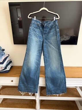 J. Crew Women's Wide-Leg Washed Blue Jeans